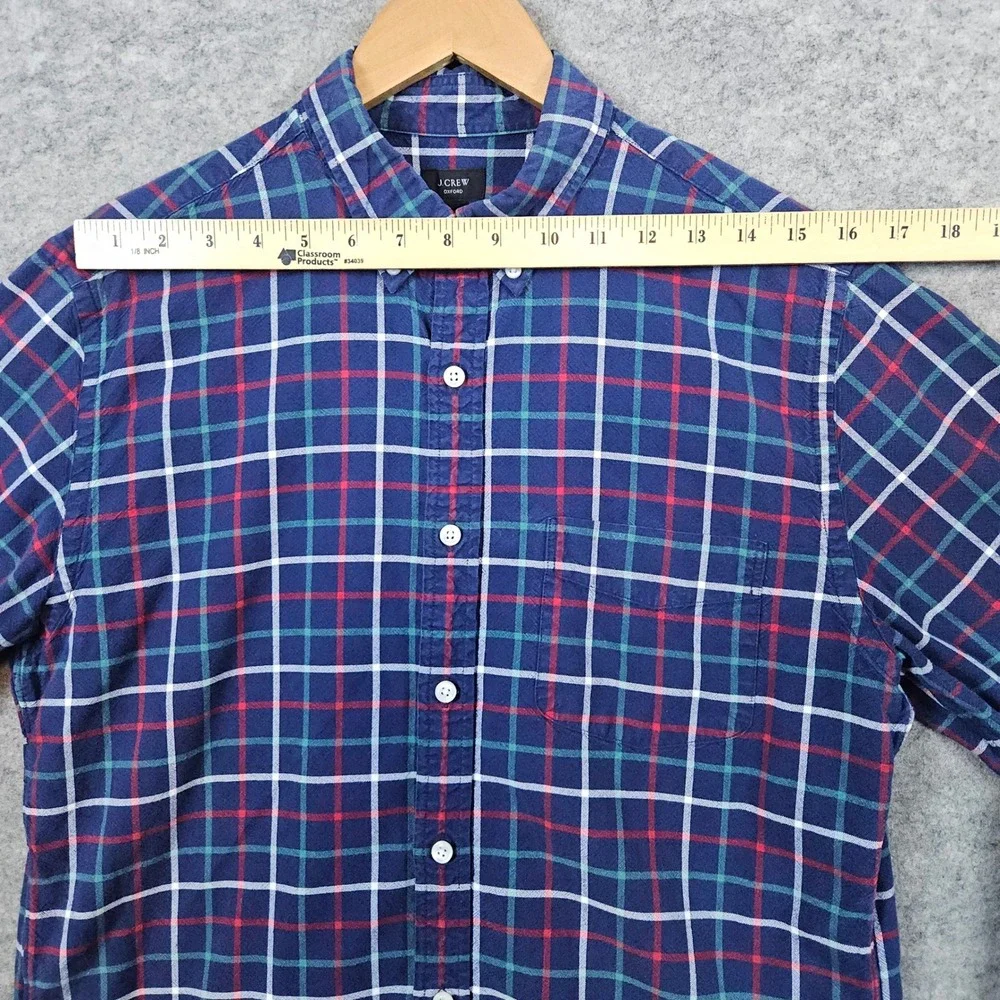 J Crew Oxford Shirt Mens Size M‎ Button Down Blue With Multicolor Windowpane